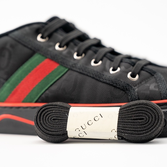 Size 13G 13.5 US Gucci Tennis 1977 Off the Grid Low Black Canvas Sneakers GG - Picture 6 of 10